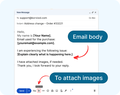 Screenshot showing email body